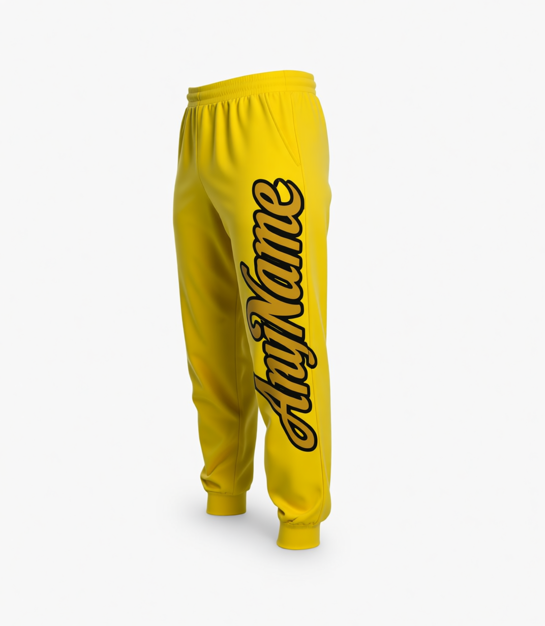 Custom Yellow & Gold/Black Fleece Jogger Sweatpants