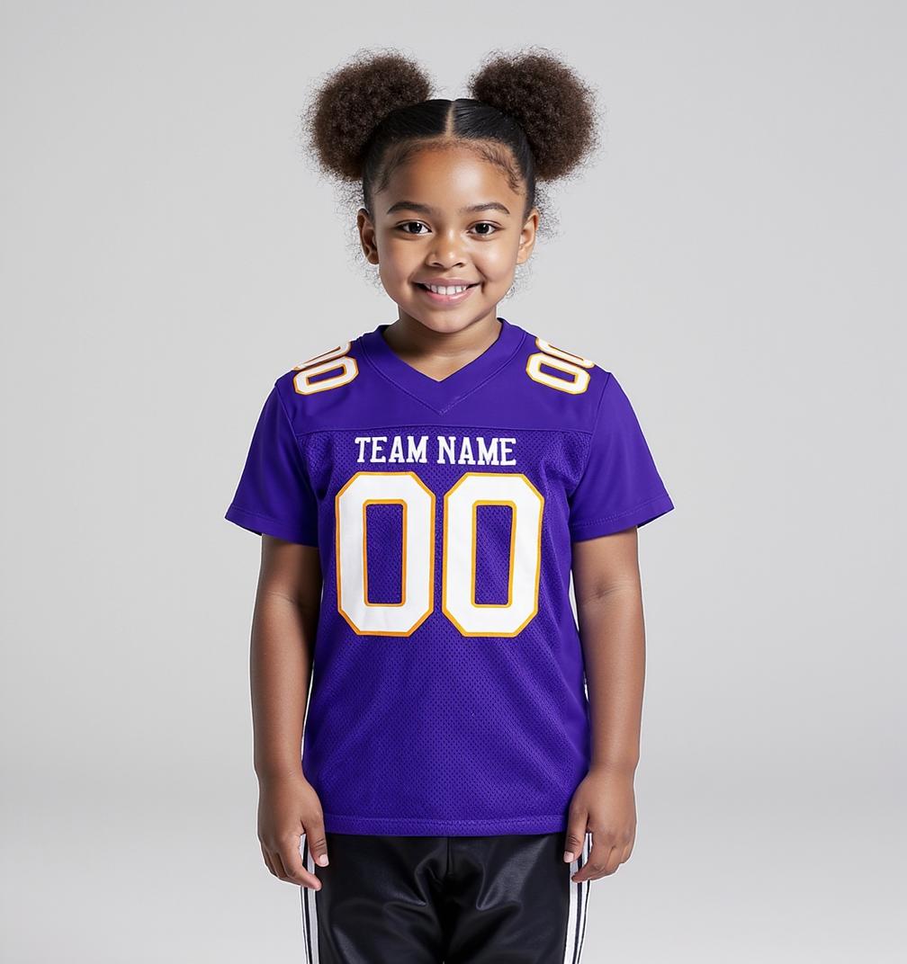 Custom Purple & White/Gold Football Jersey