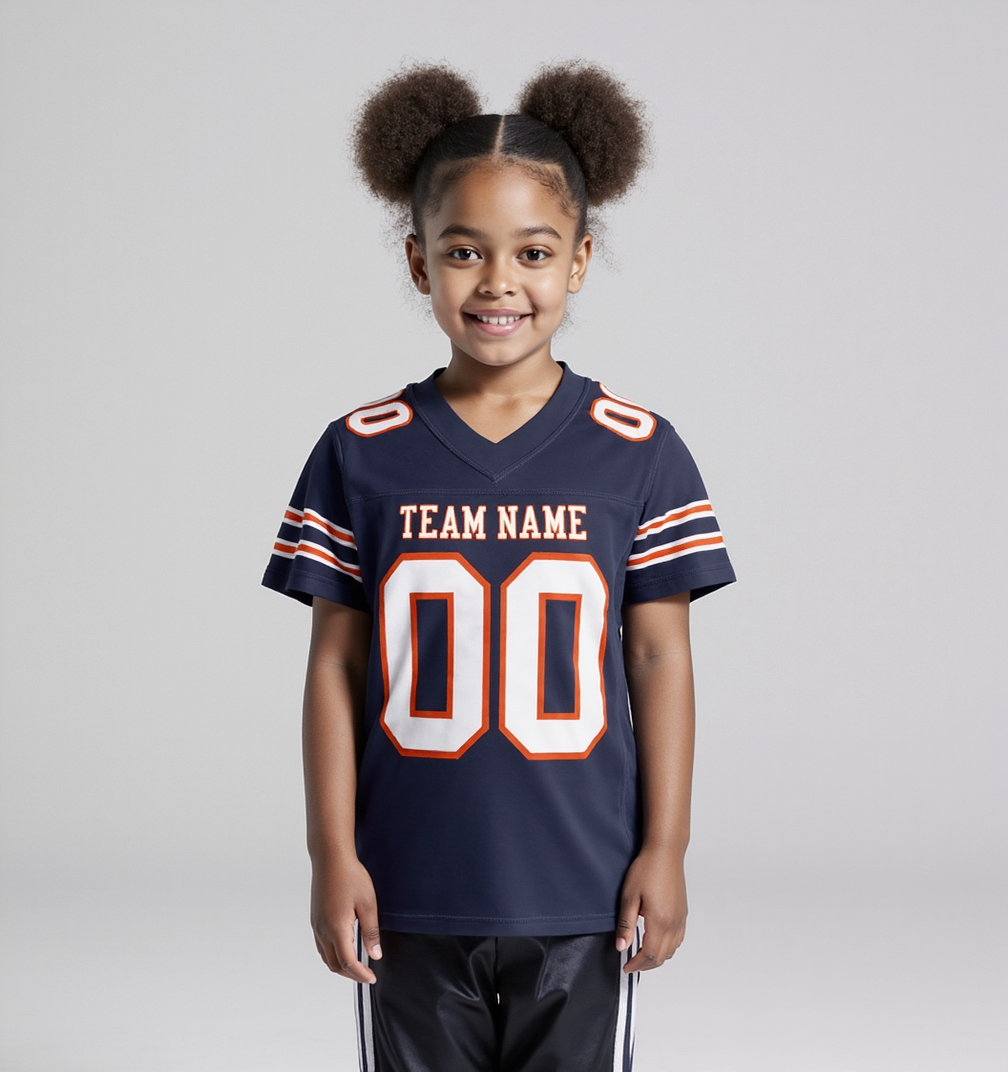 Custom Black & White/Orange Football Jersey