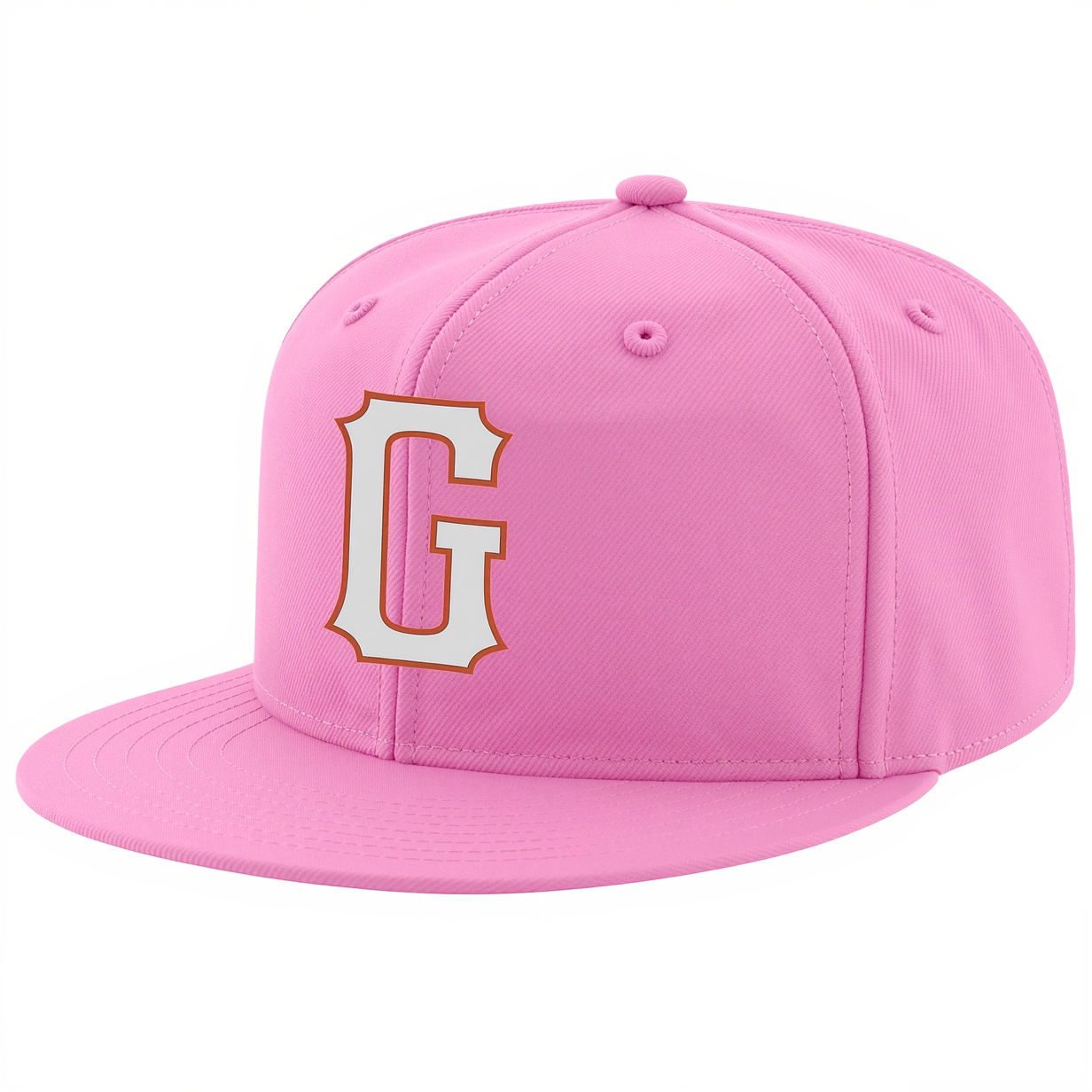 Custom Pink & White/Red Stitched Adjustable Snapback Hat
