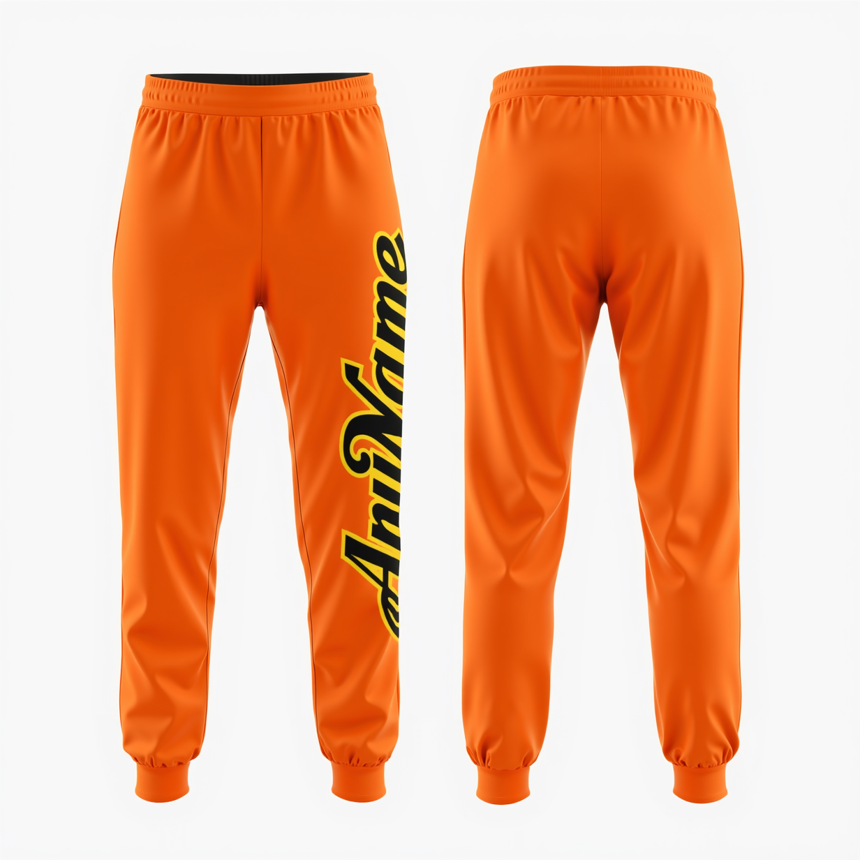 Custom Orange & Black/Yellow Fleece Jogger Sweatpants