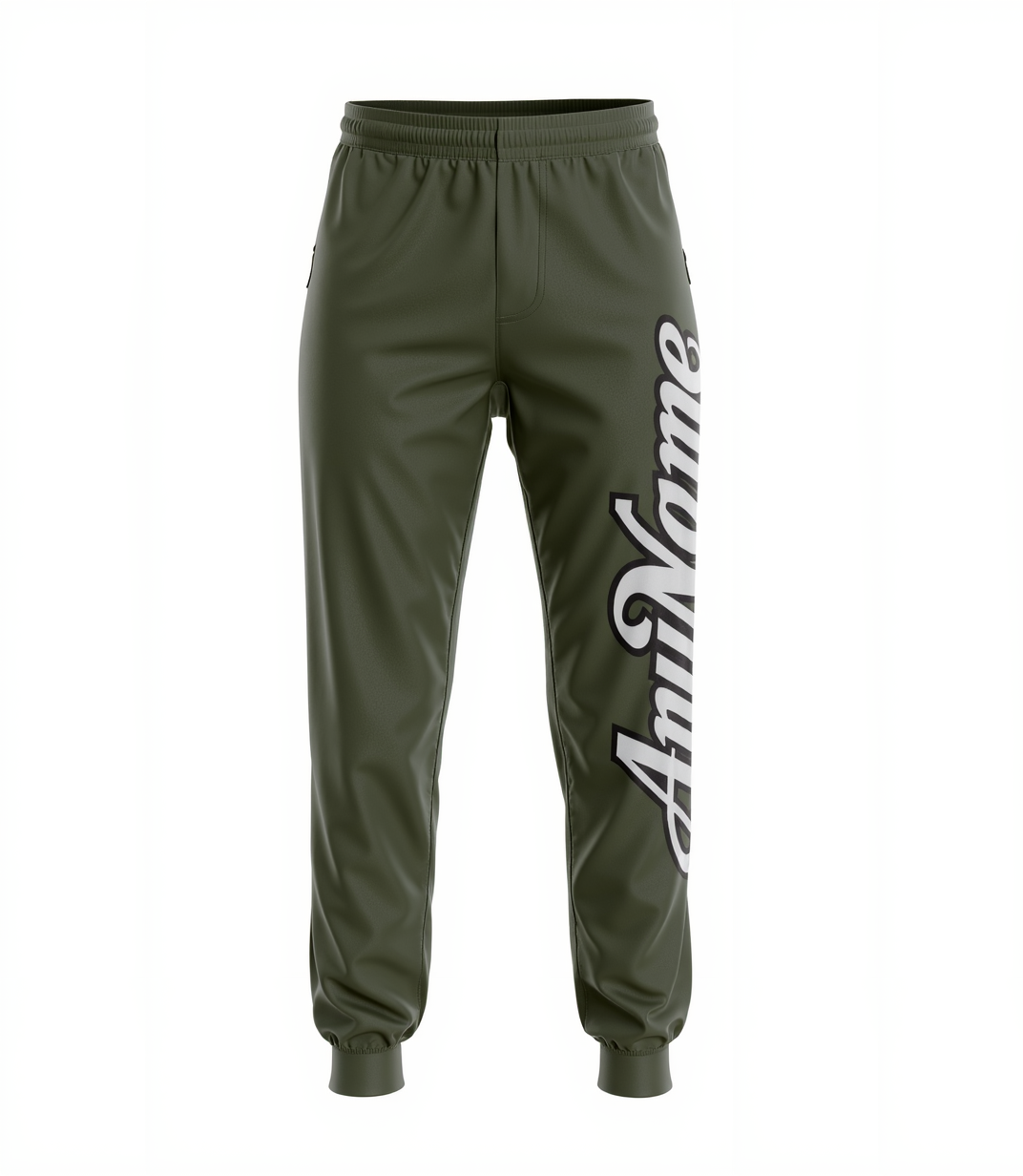 Custom Olive & White/Black Fleece Jogger Sweatpants