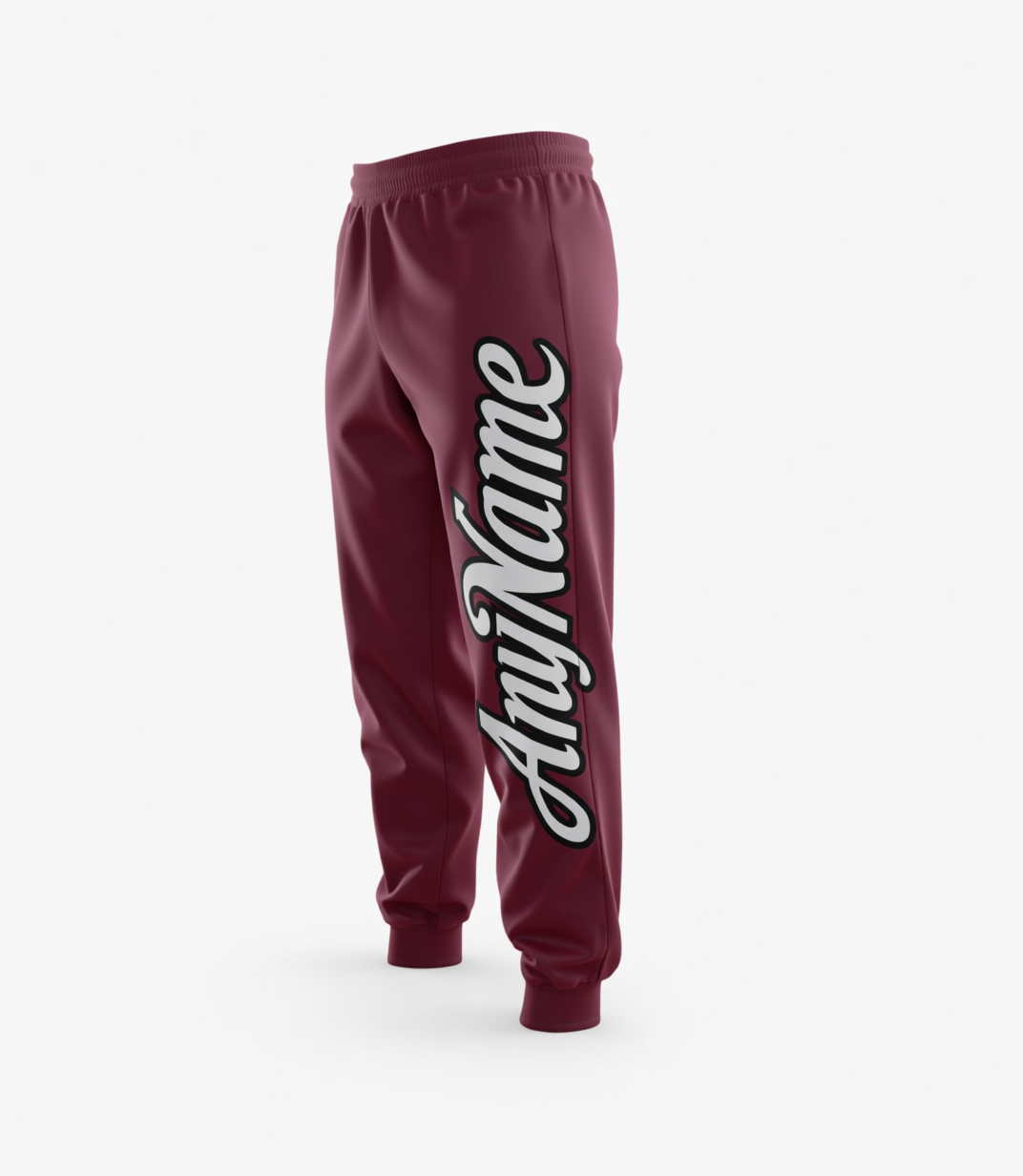 Custom Burgundy & White/Black Fleece Jogger Sweatpants