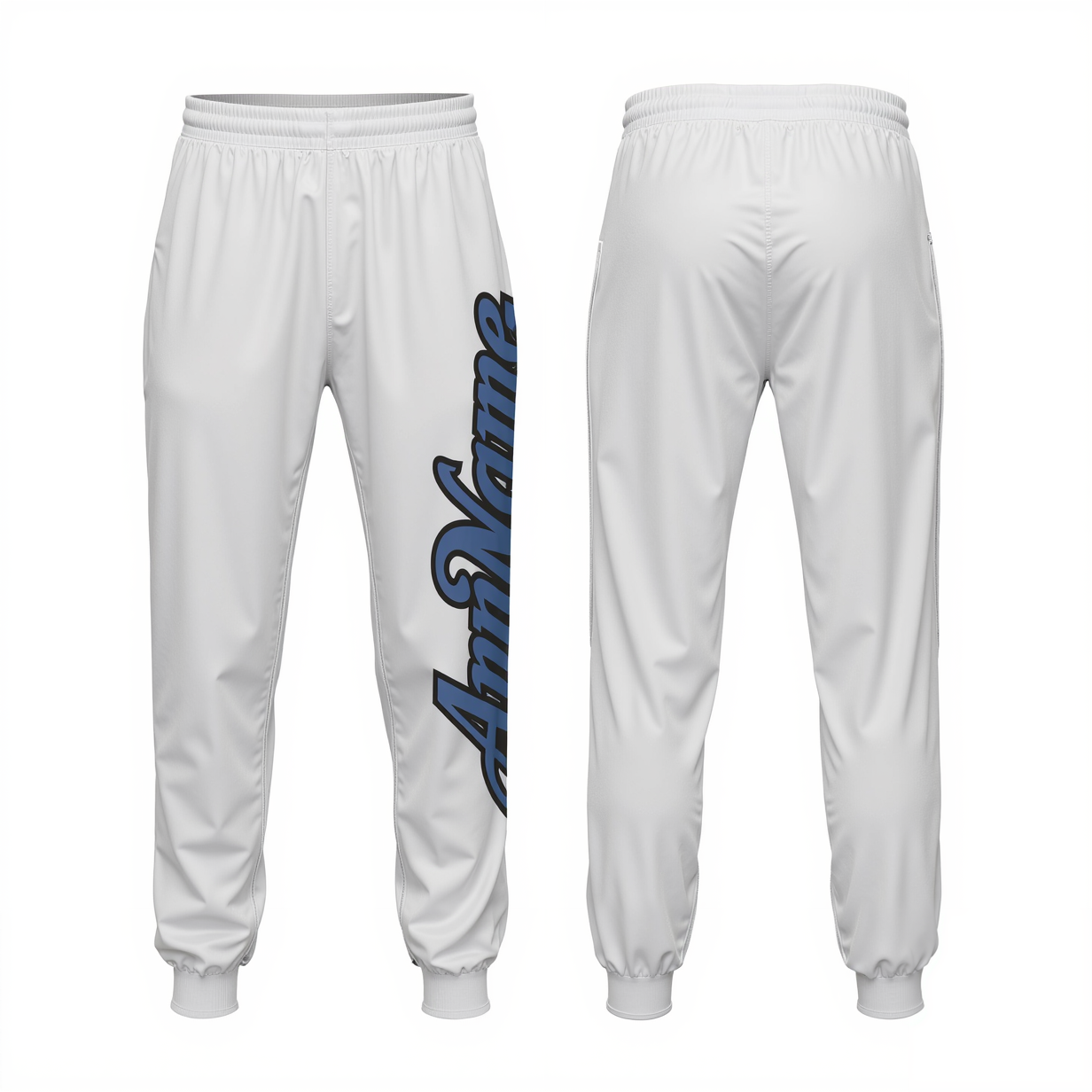 Custom White & Teal/Black Fleece Jogger Sweatpants