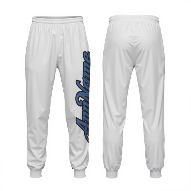 Custom White & Teal/Black Fleece Jogger Sweatpants