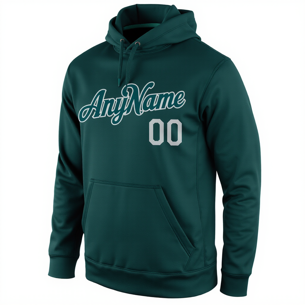Custom Midnight Green & Grey Pullover Sports Sweatshirt Hoodie