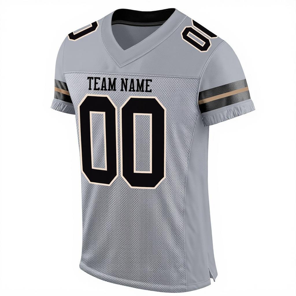 Custom Grey & Black/Cream Football Jersey