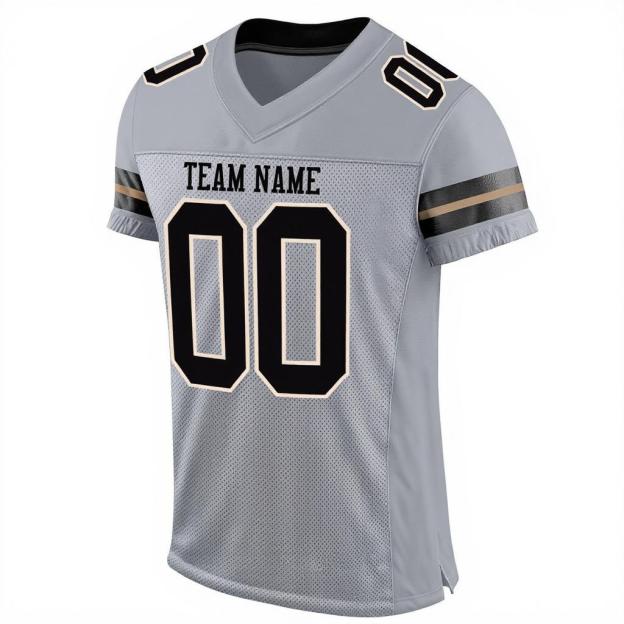 Custom Grey & Black/Cream Football Jersey