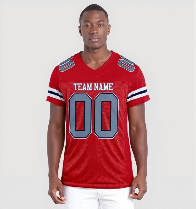 Custom Red & Grey/Black Football Jersey