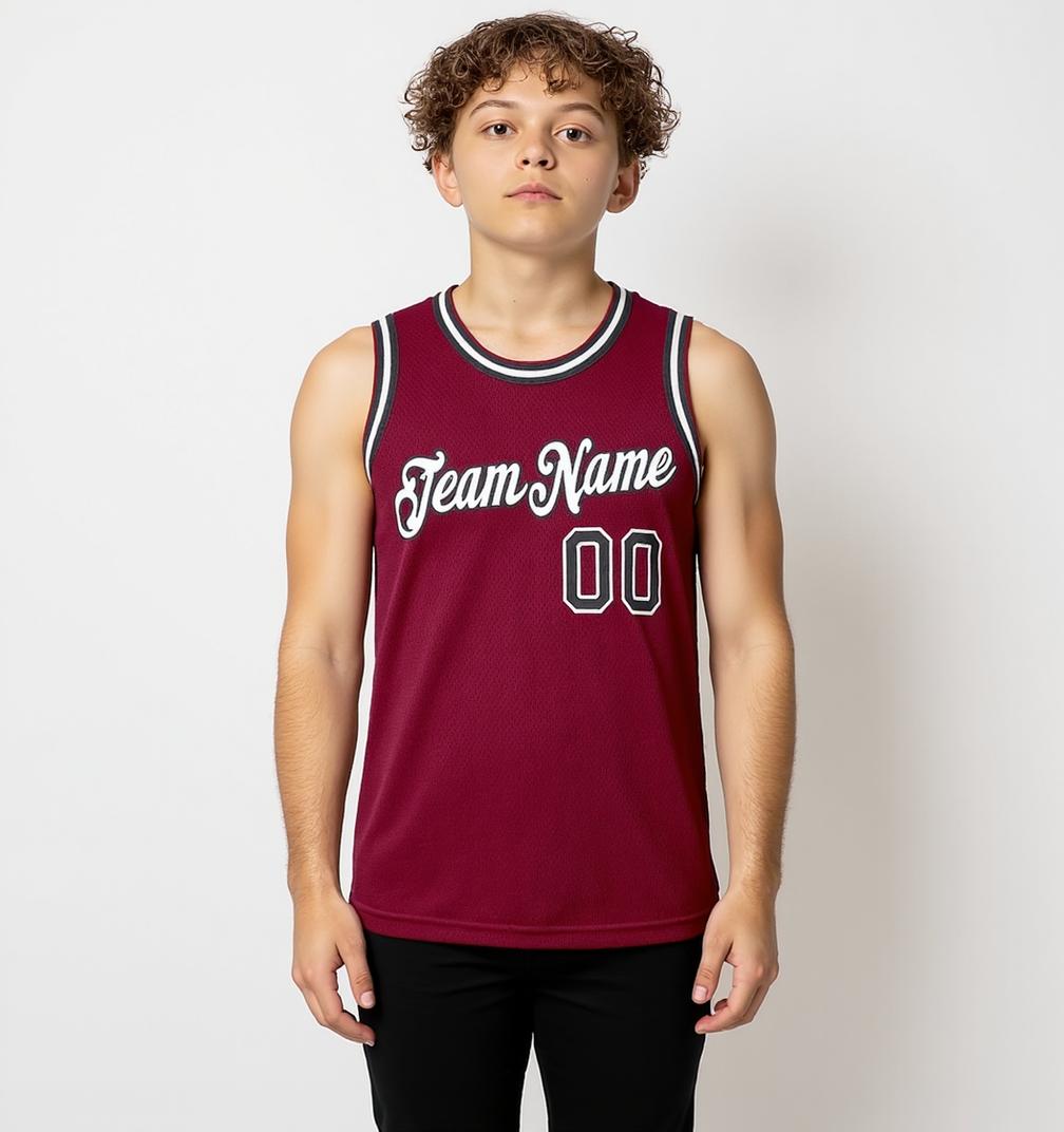 Custom Burgundy & White/Navy Basketball City Edition Jersey