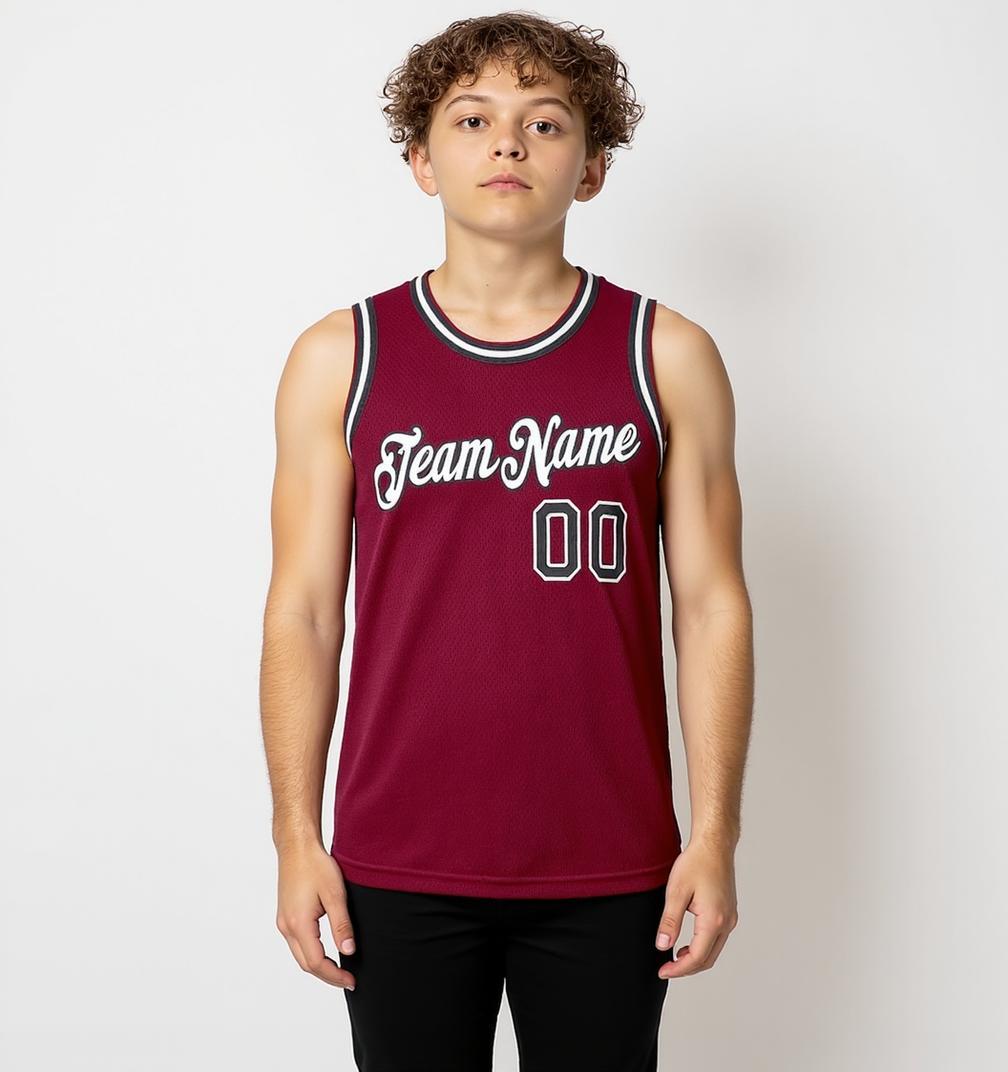 Custom Burgundy & White/Navy Basketball City Edition Jersey
