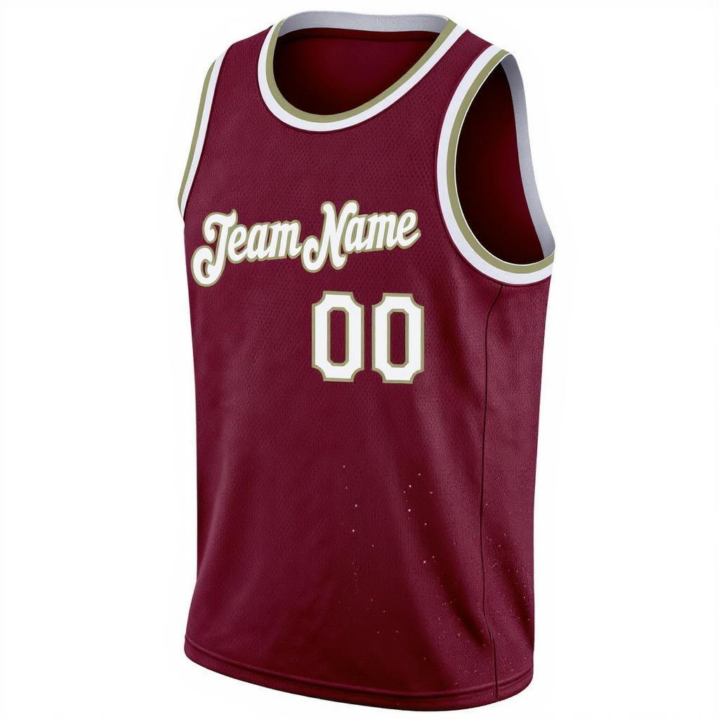 Custom Burgundy & White/Brown Basketball City Edition Jersey