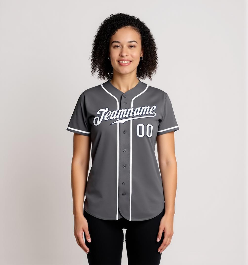 Custom Grey & White/Black Baseball Jersey