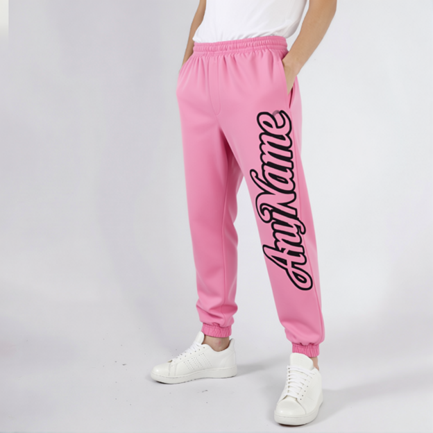 Custom Pink & Black Fleece Jogger Sweatpants