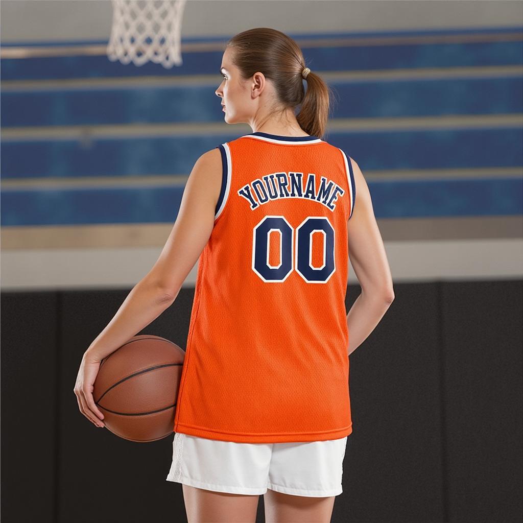 Custom Orange & Navy/White Basketball City Edition Jersey