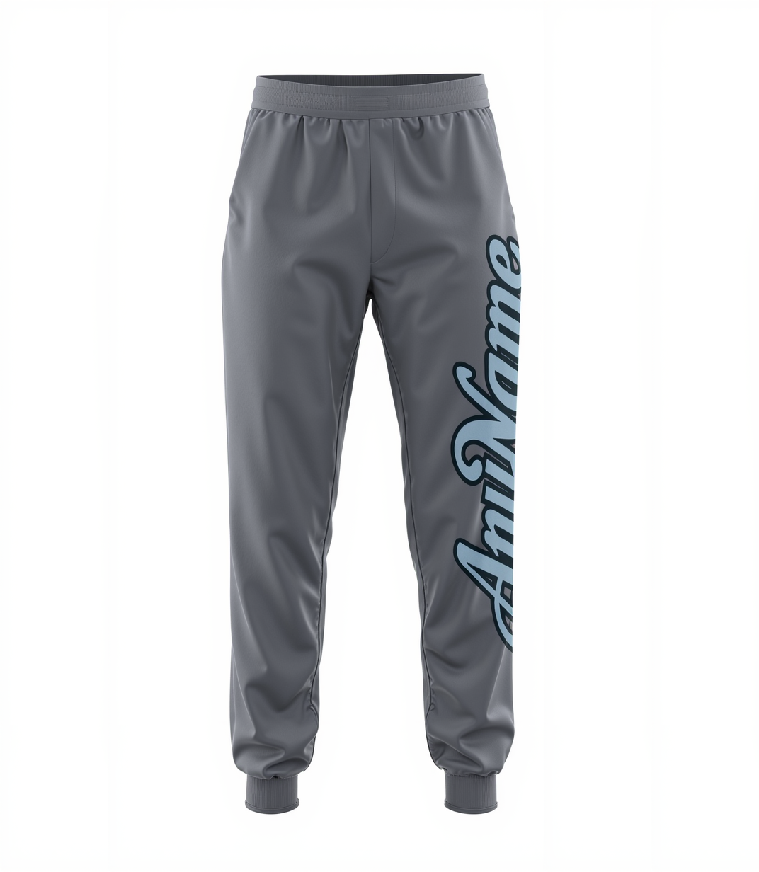 Custom Grey & Blue/Black Fleece Jogger Sweatpants