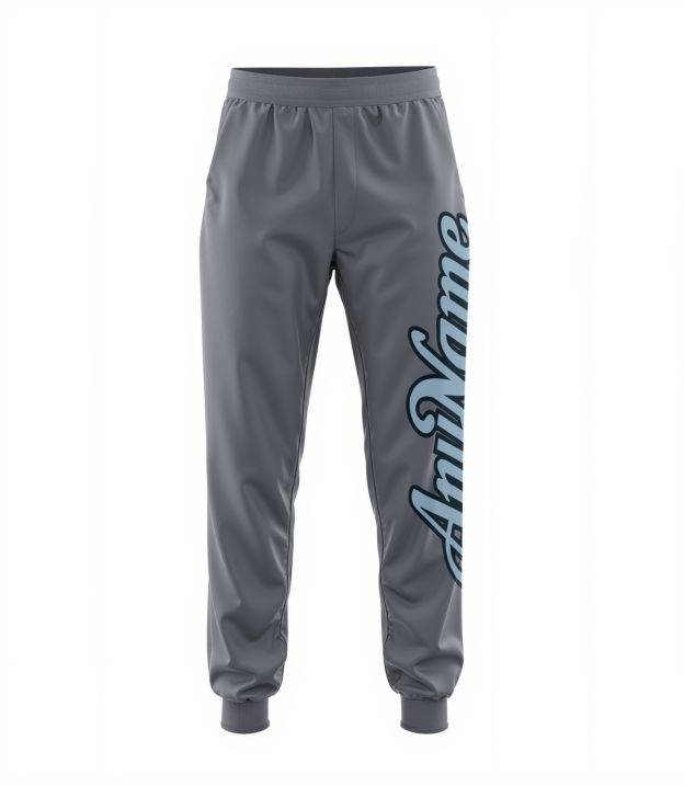 Custom Grey & Blue/Black Fleece Jogger Sweatpants