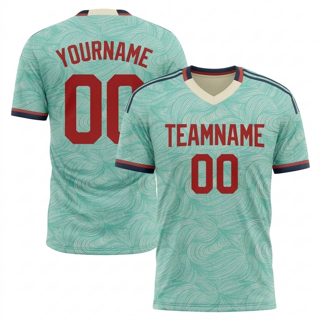 Custom Aqua & Red/White Custom Soccer Jersey
