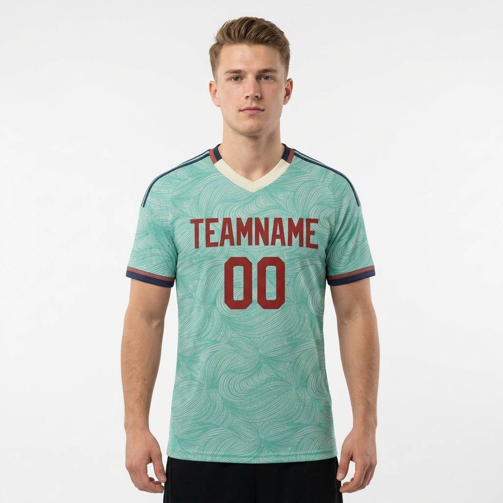 Custom Aqua & Red/White Custom Soccer Jersey