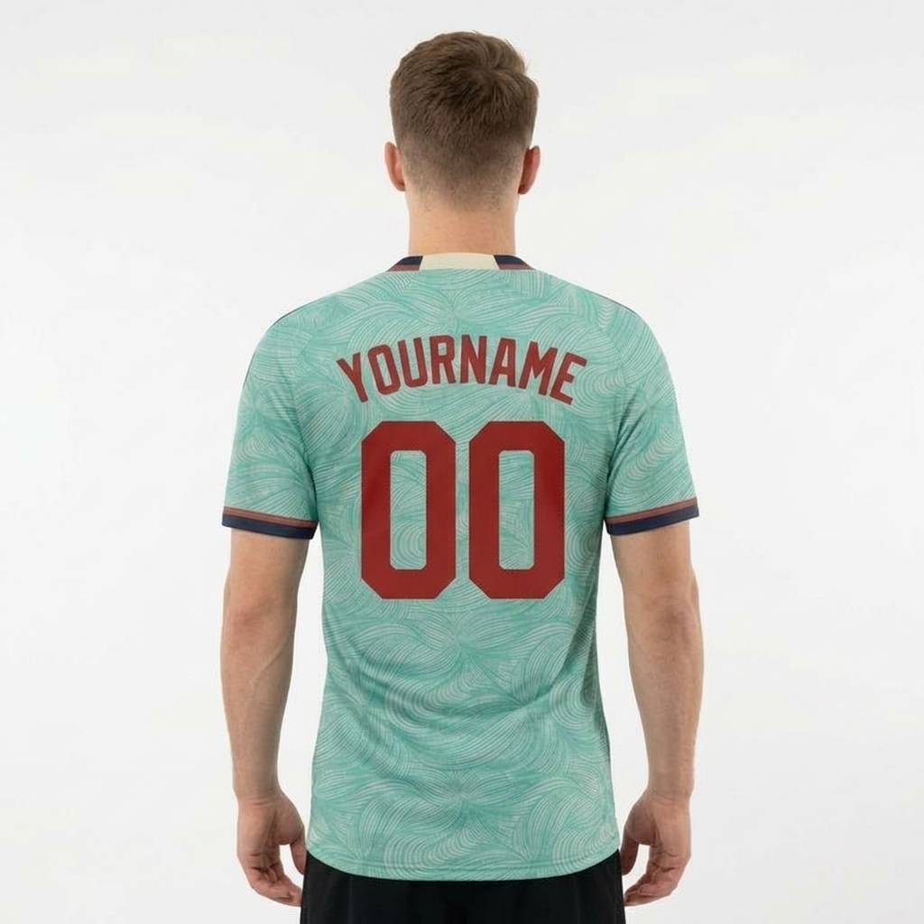 Custom Aqua & Red/White Custom Soccer Jersey