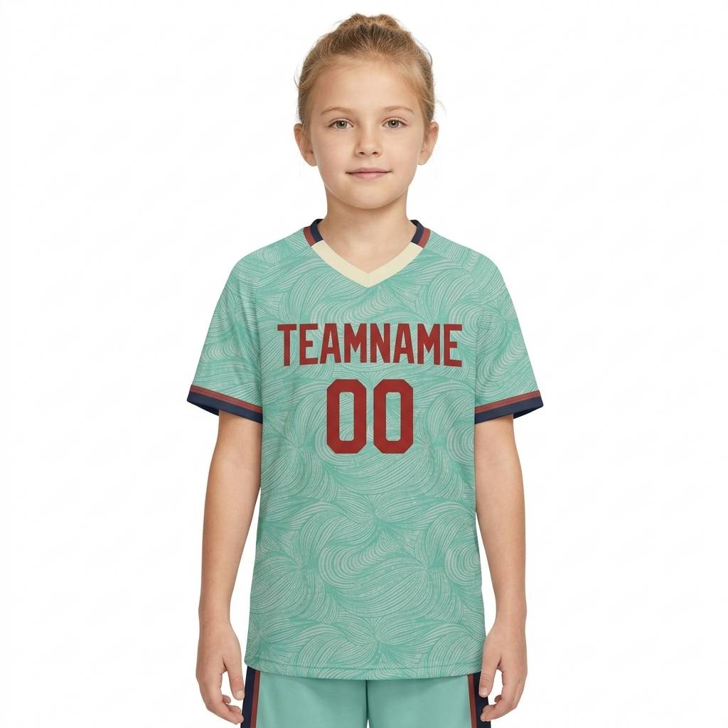 Custom Aqua & Red/White Custom Soccer Jersey