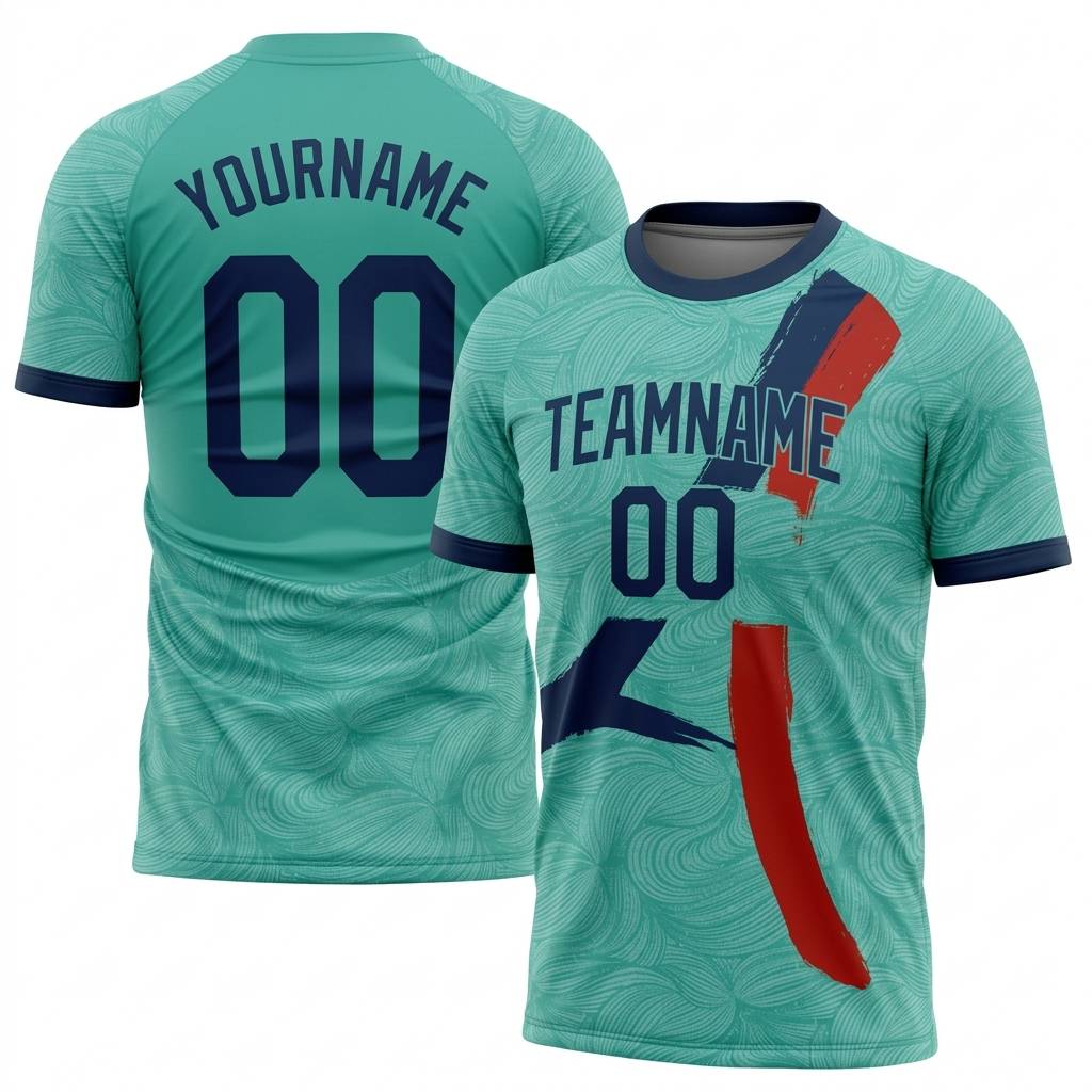 Custom Aqua & Royal/Red Custom Soccer Jersey