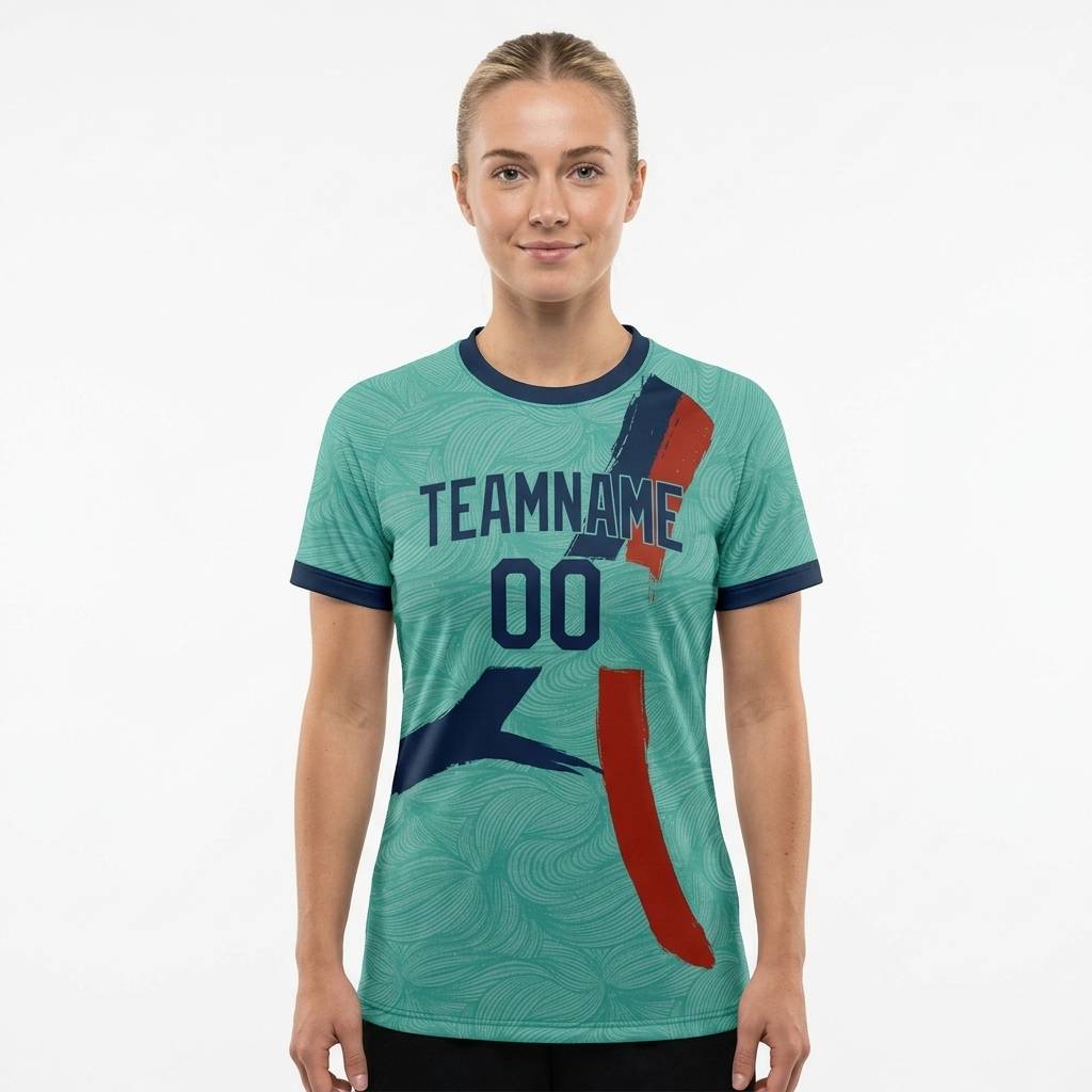 Custom Aqua & Royal/Red Custom Soccer Jersey