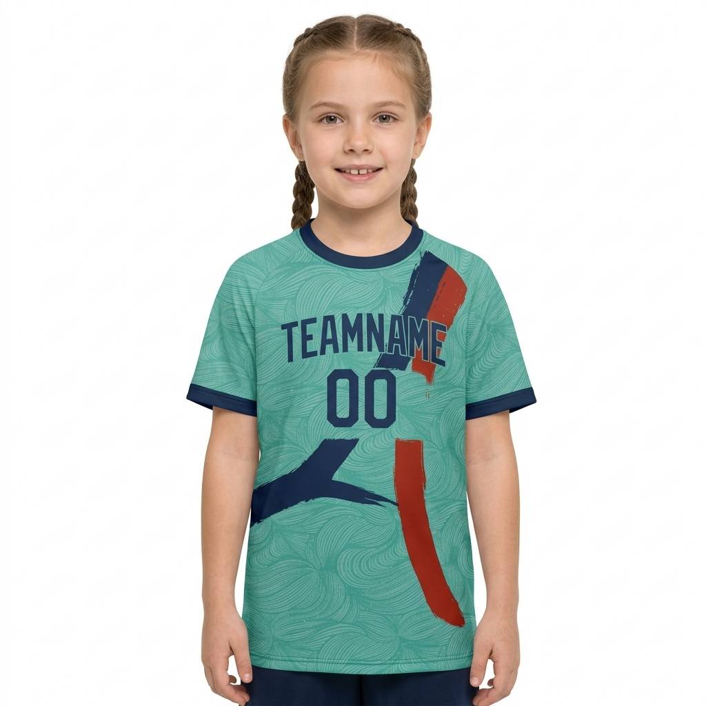 Custom Aqua & Royal/Red Custom Soccer Jersey