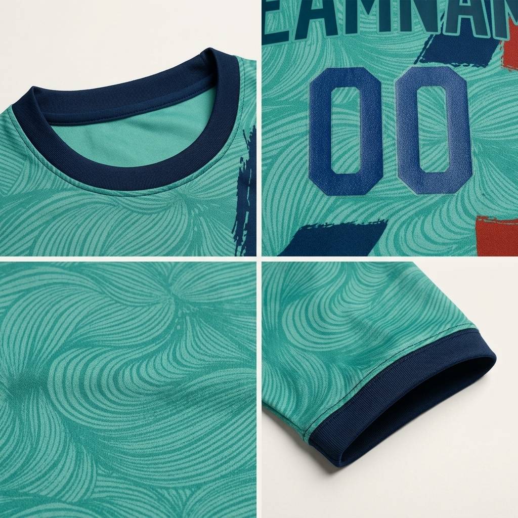 Custom Aqua & Royal/Red Custom Soccer Jersey