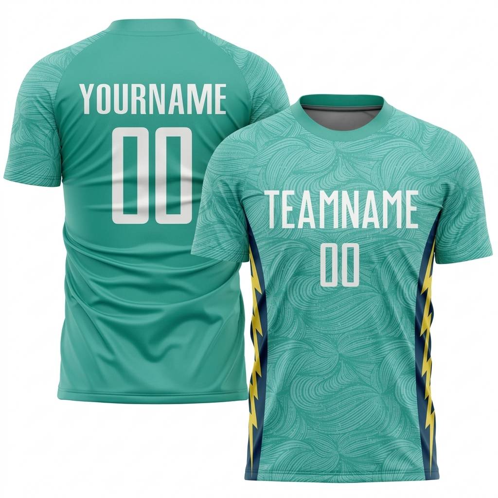 Custom Aqua & White/Navy Custom Soccer Jersey