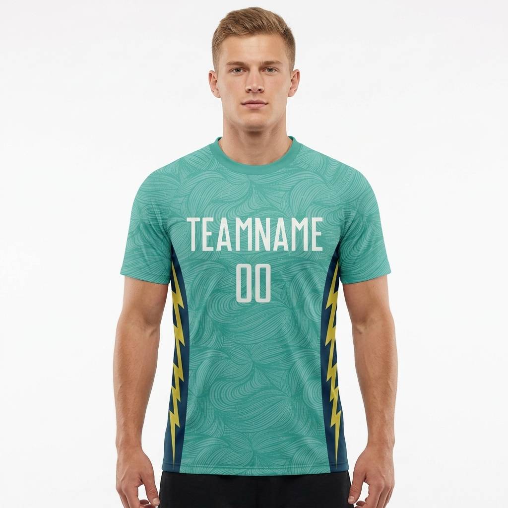 Custom Aqua & White/Navy Custom Soccer Jersey