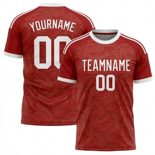 Custom Red & White 3D Pattern Custom Soccer Jersey