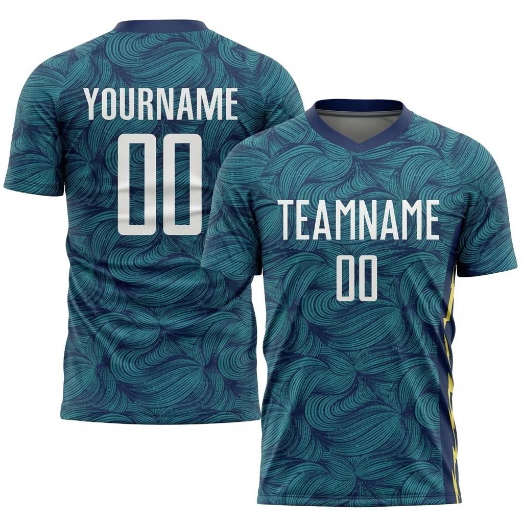 Custom Teal & Navy/White Custom Soccer Jersey