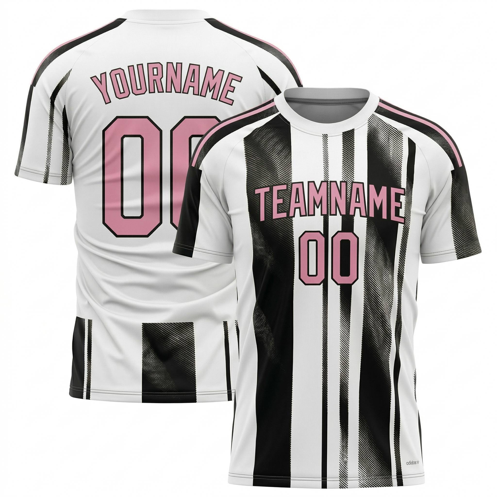 Custom White & Black/Pink Custom Soccer Jersey