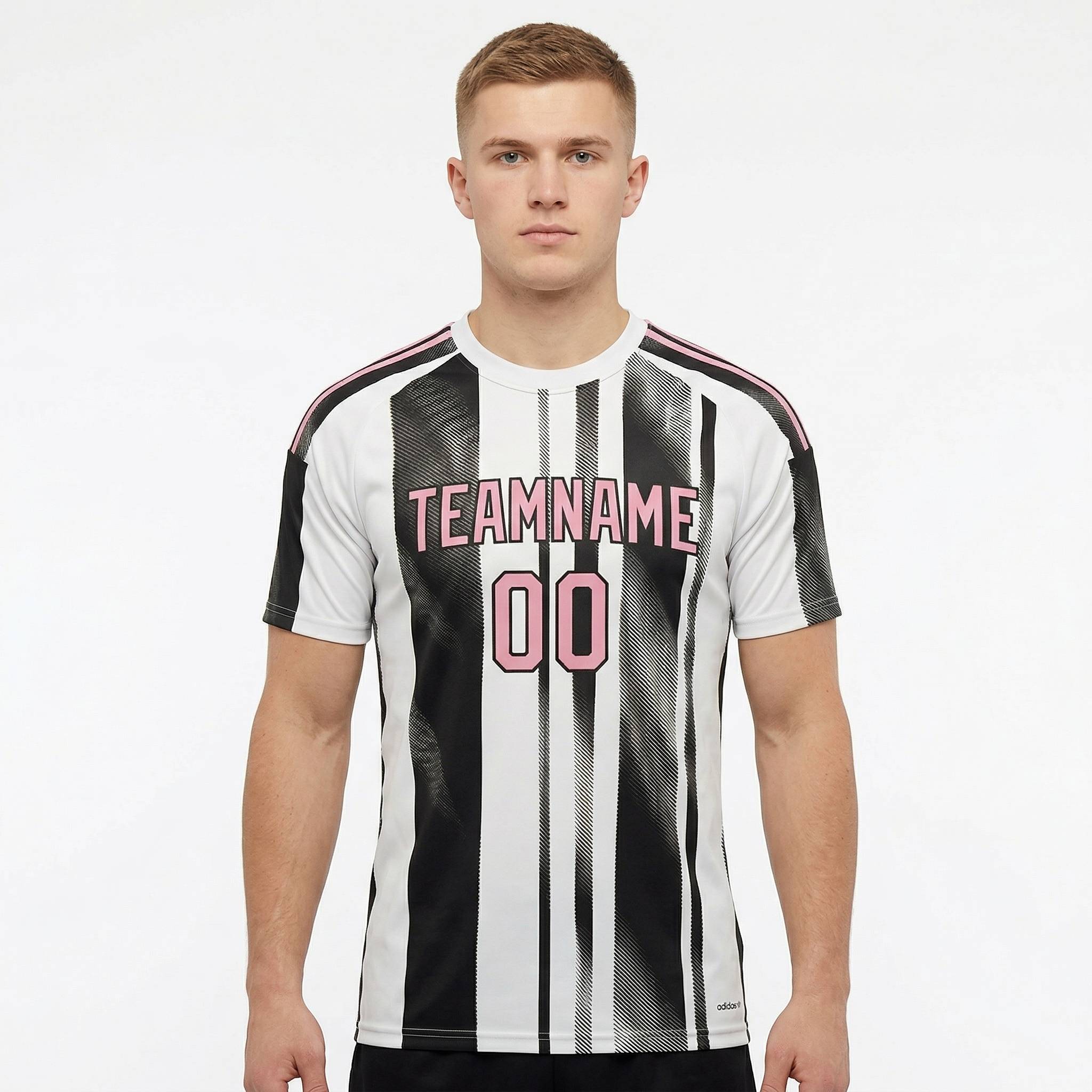 Custom White & Black/Pink Custom Soccer Jersey