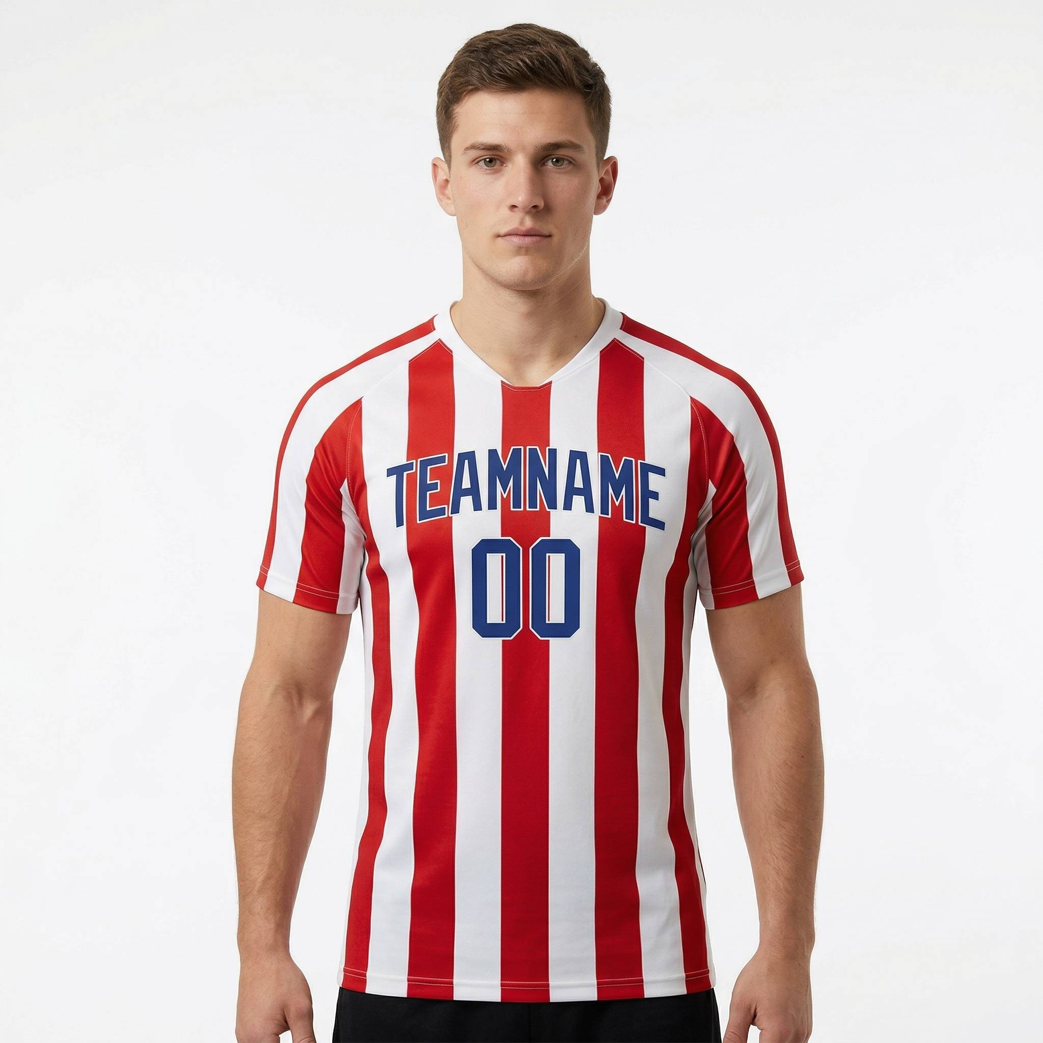 Custom White& Red/Royal Custom Soccer Jersey