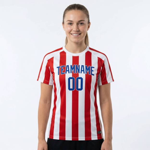 Custom White& Red/Royal Custom Soccer Jersey