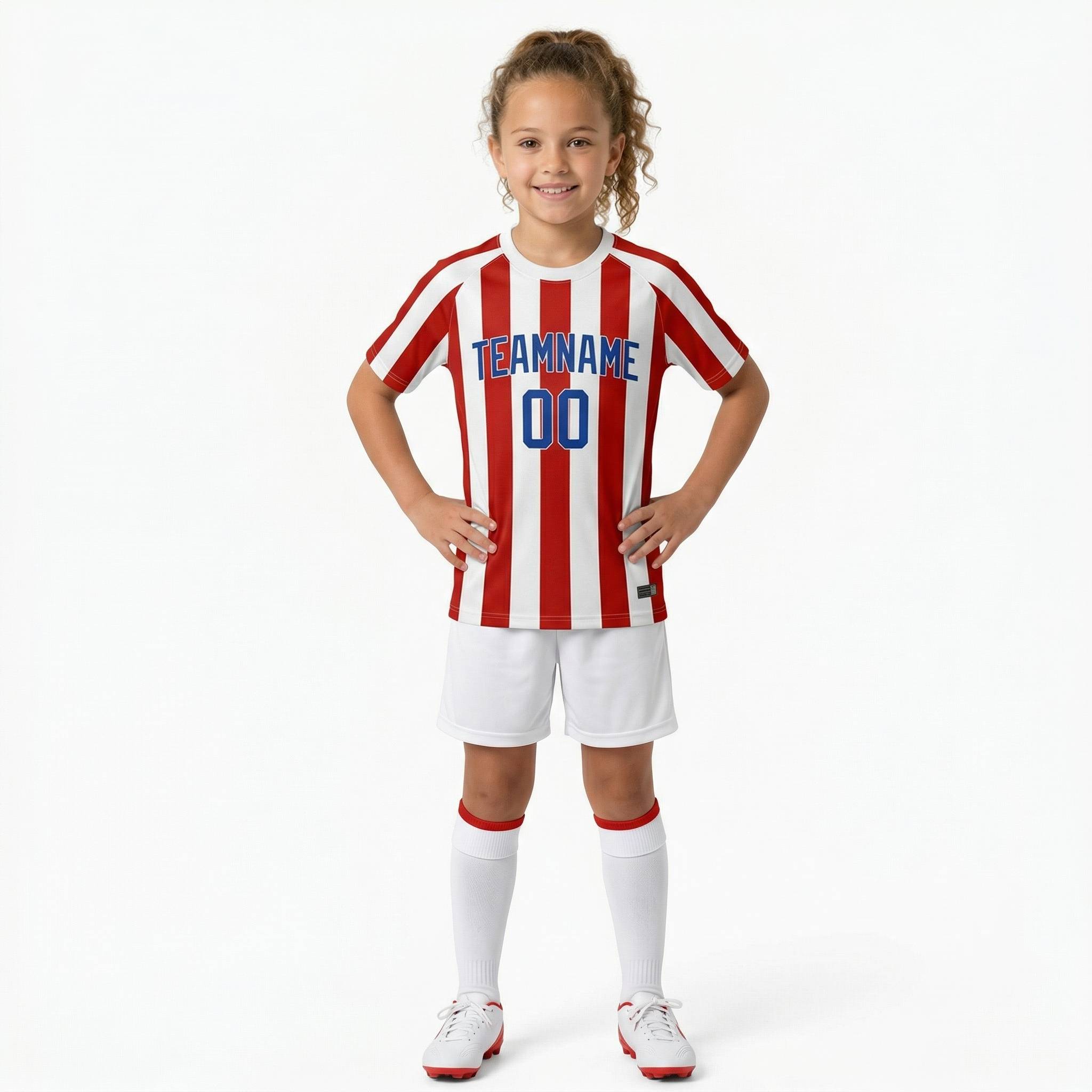 Custom White& Red/Royal Custom Soccer Jersey