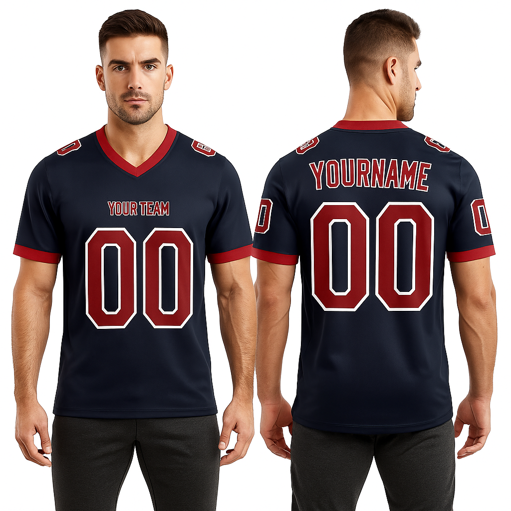Custom Black & Red/White Football Jersey