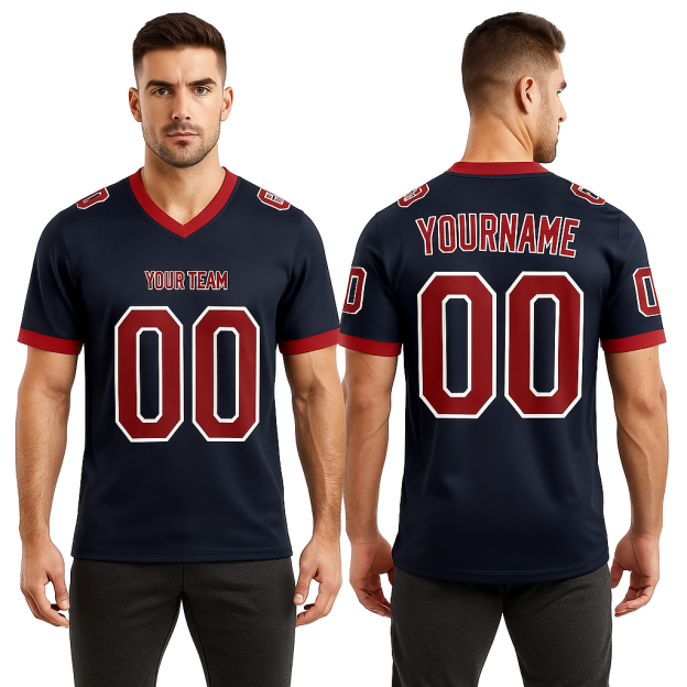 Custom Black & Red/White Football Jersey