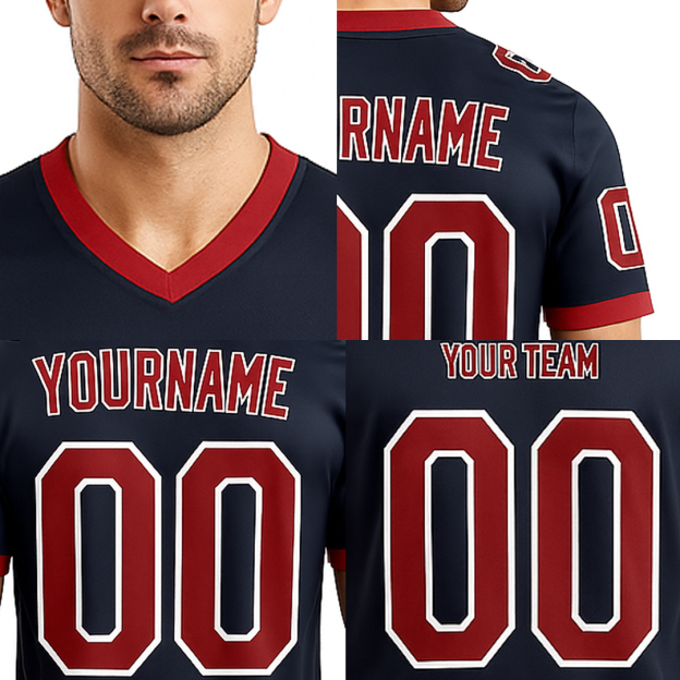 Custom Black & Red/White Football Jersey