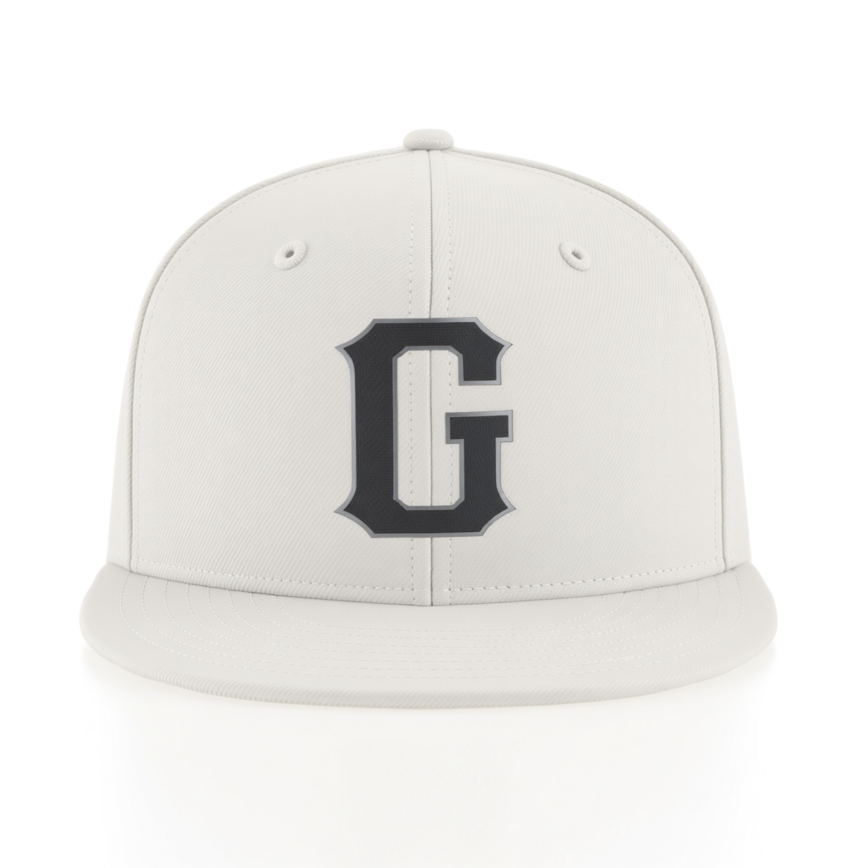 Custom White & Dark Grey/Sliver Stitched Adjustable Snapback Hat