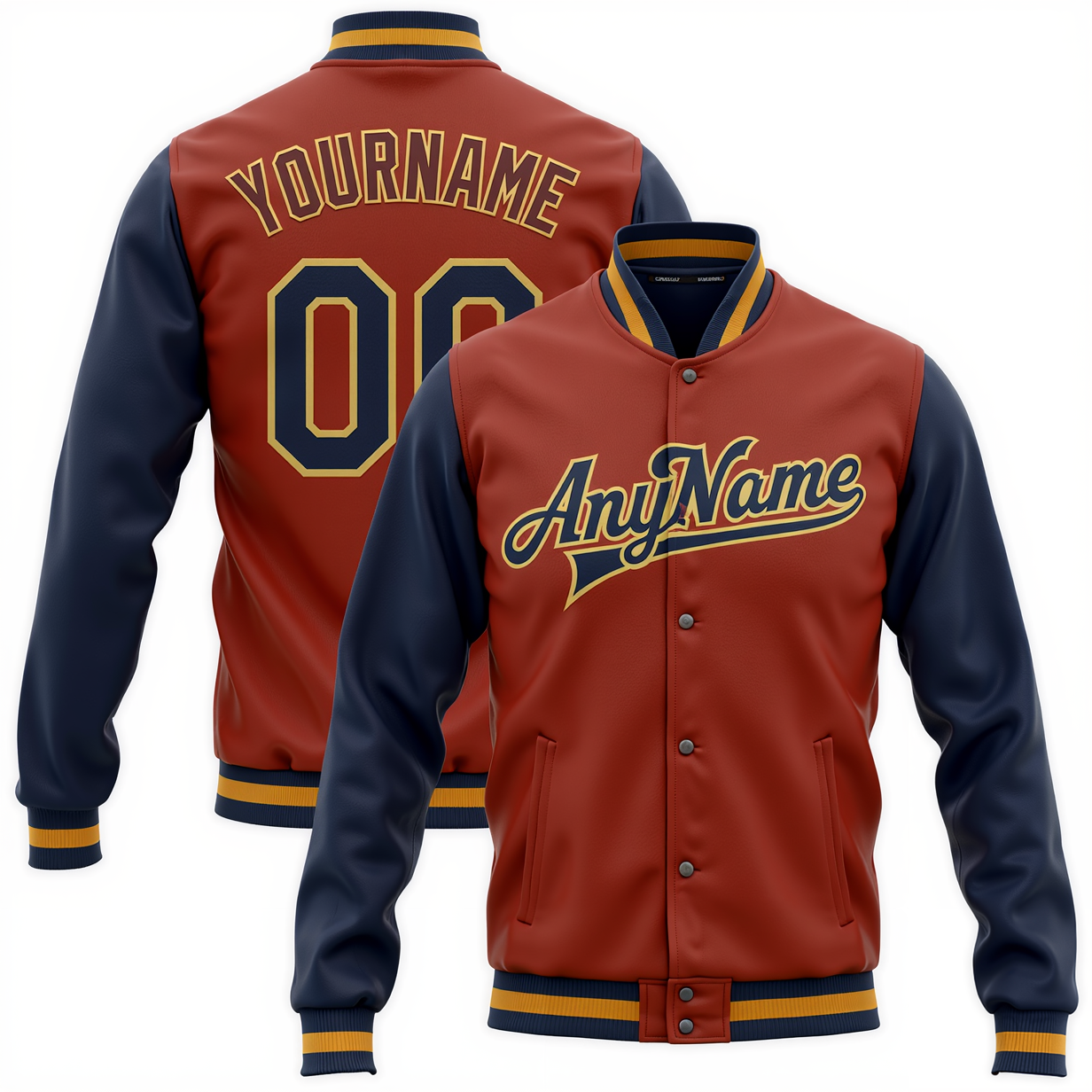 Custom  Burgundy & Navy/White Full-Snap Raglan Sleeves Fleece Jacket
