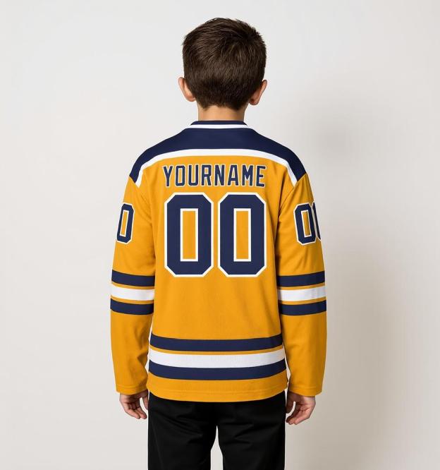 Custom Yellow & Navy/White Hockey Jersey