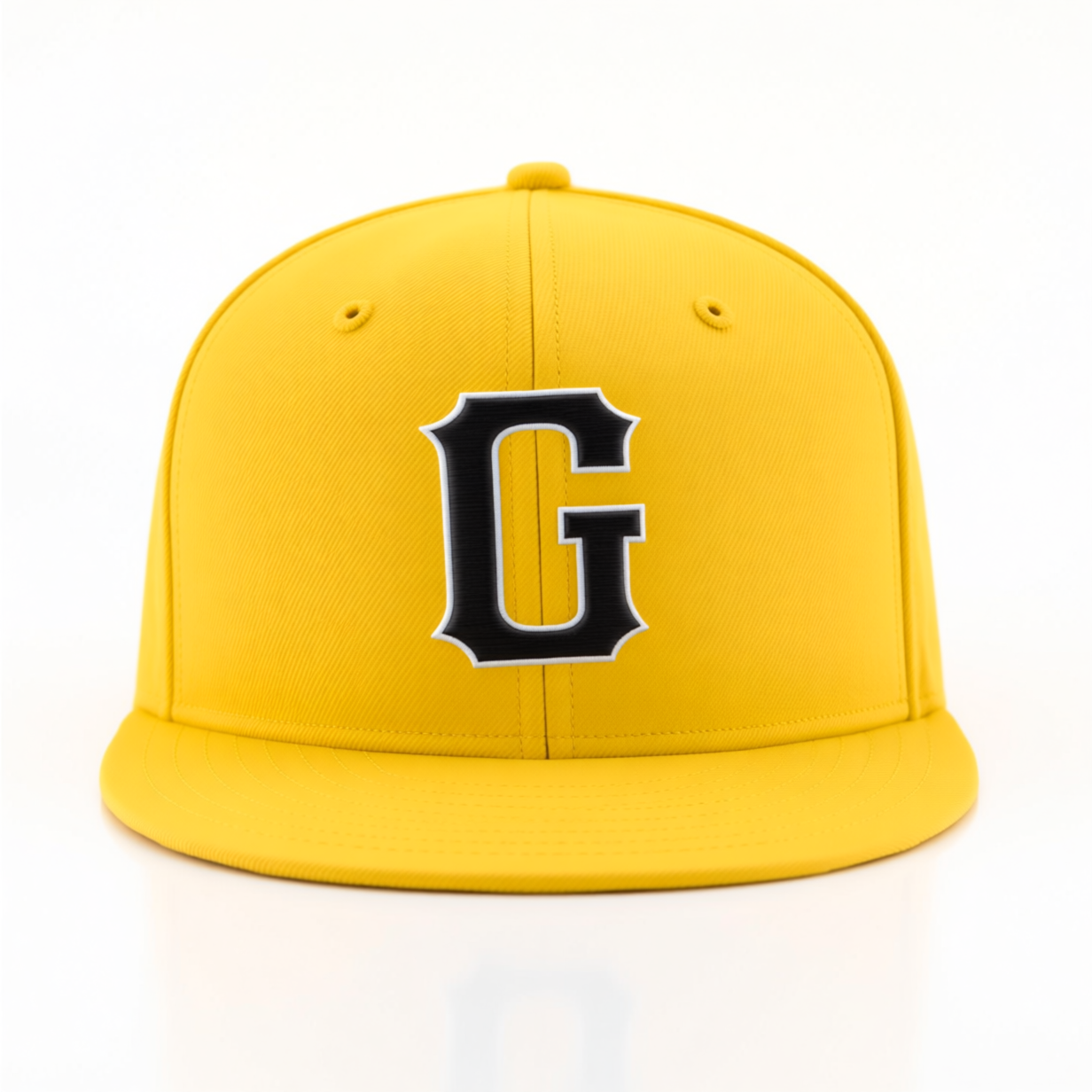 Custom Yellow & Navy/White Stitched Adjustable Snapback Hat