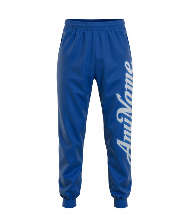 Custom Blue & White Fleece Jogger Sweatpants