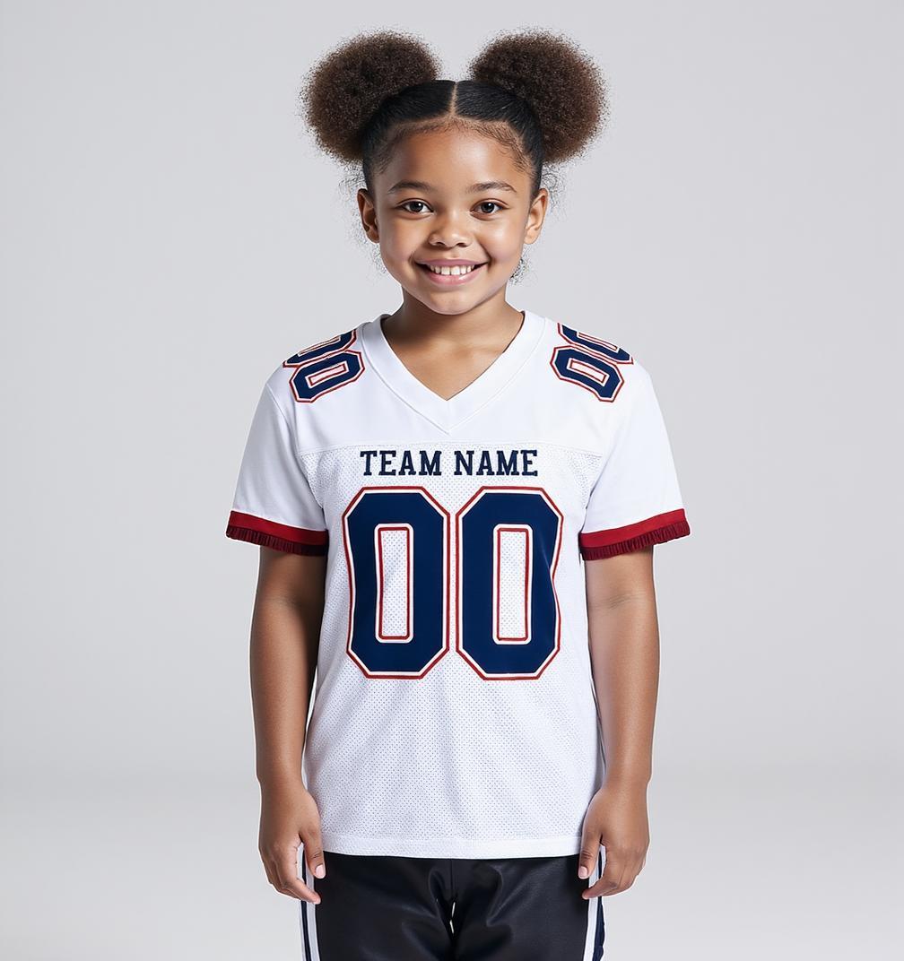 Custom White & Navy/Red Football Jersey