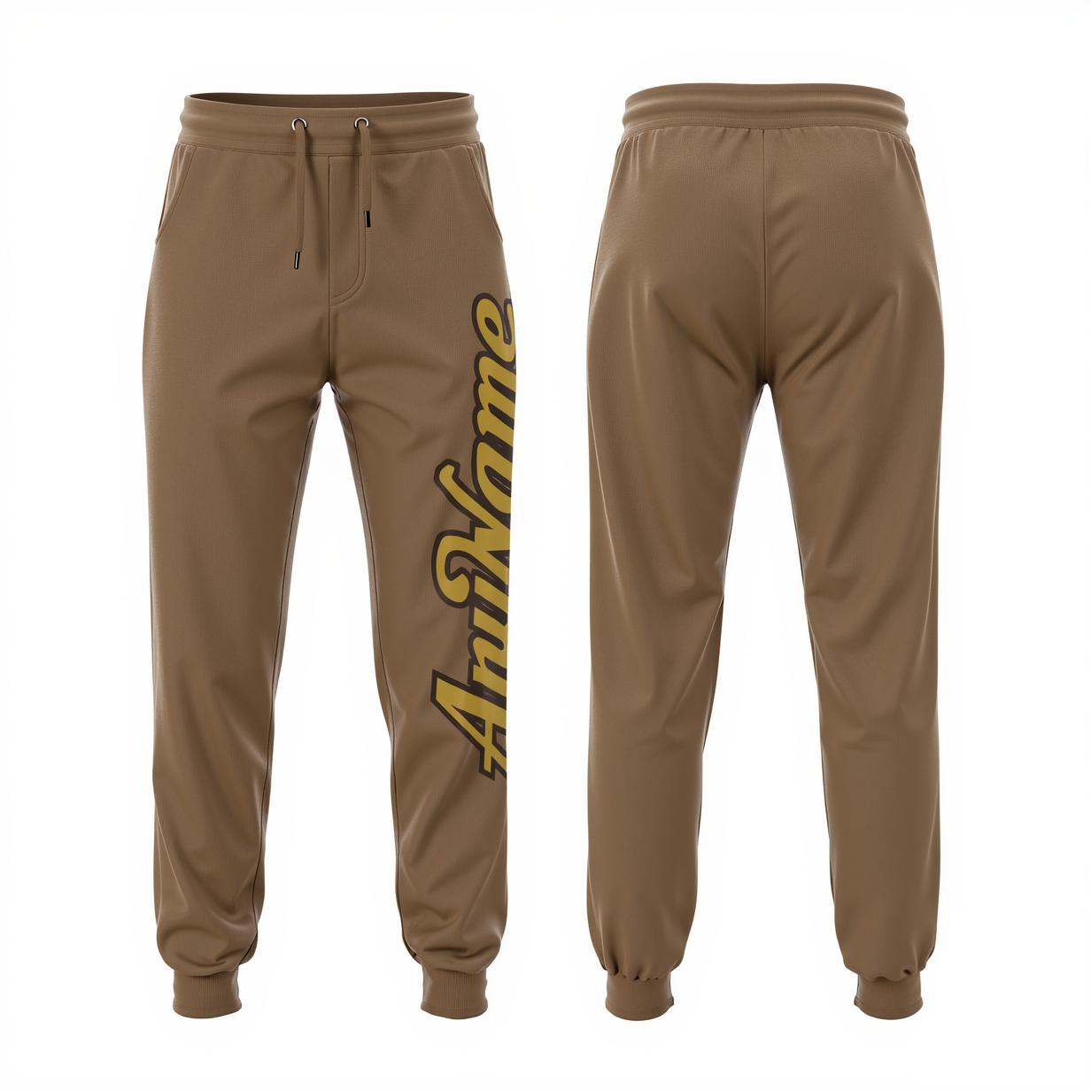 Custom Brown & Yellow/Black Fleece Jogger Sweatpants