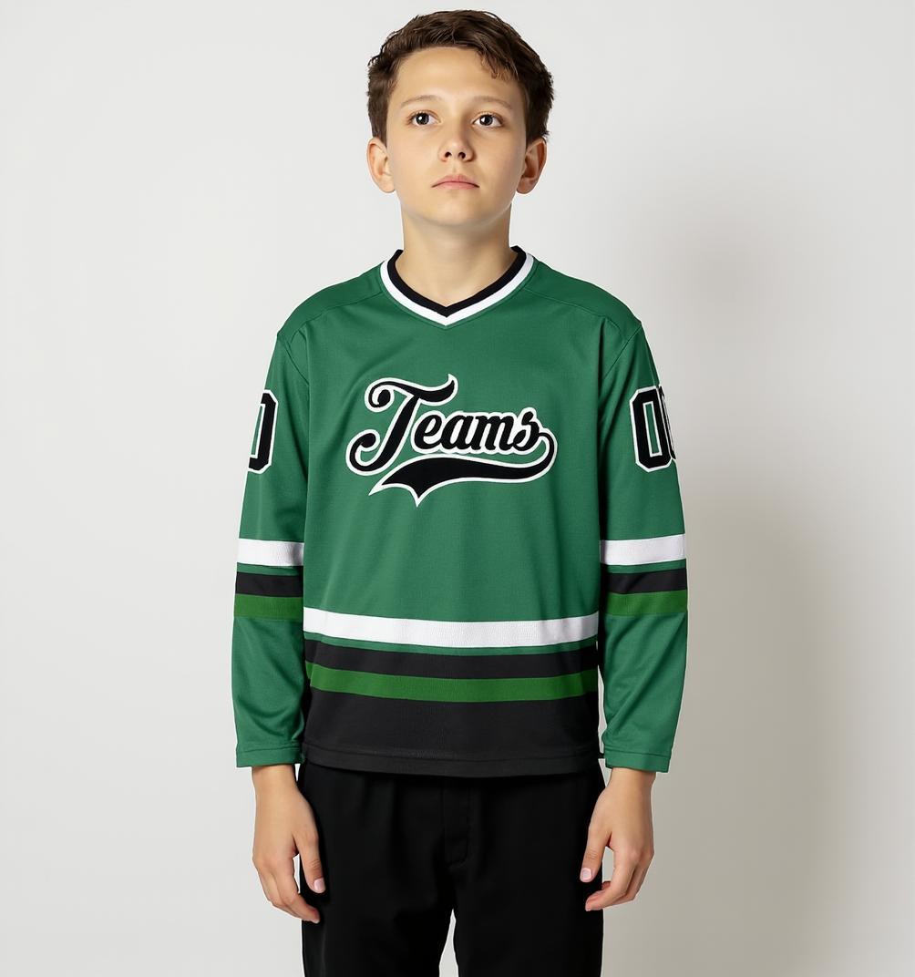 Custom Midnight Green & Black/White Hockey Jersey