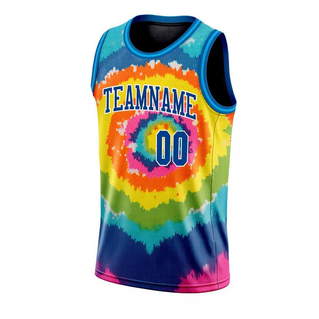 Custom Tie Dyes Royal & White Basketball City Edition Jersey